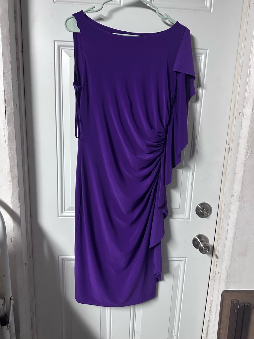 Lauren Ralph Lauren Vibrant Purple One-Shoulder Draped Cocktail Dress